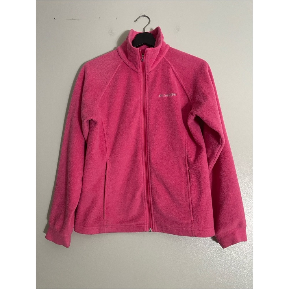 Columbia Girls Pink Fleece Full Zip Jacket Youth Size 14/16 XL Outdoor Layer